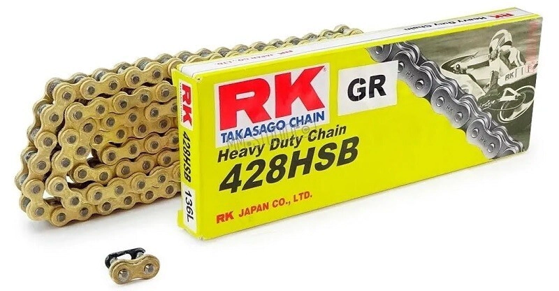 RK Cadena Moto Transmisi�n 428 x 136 H reforzada con clip dorada