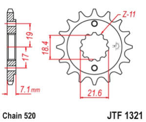 JT Sprockets Pi��n Moto JT1321.12 12 dientes Honda XR 250 Tornado