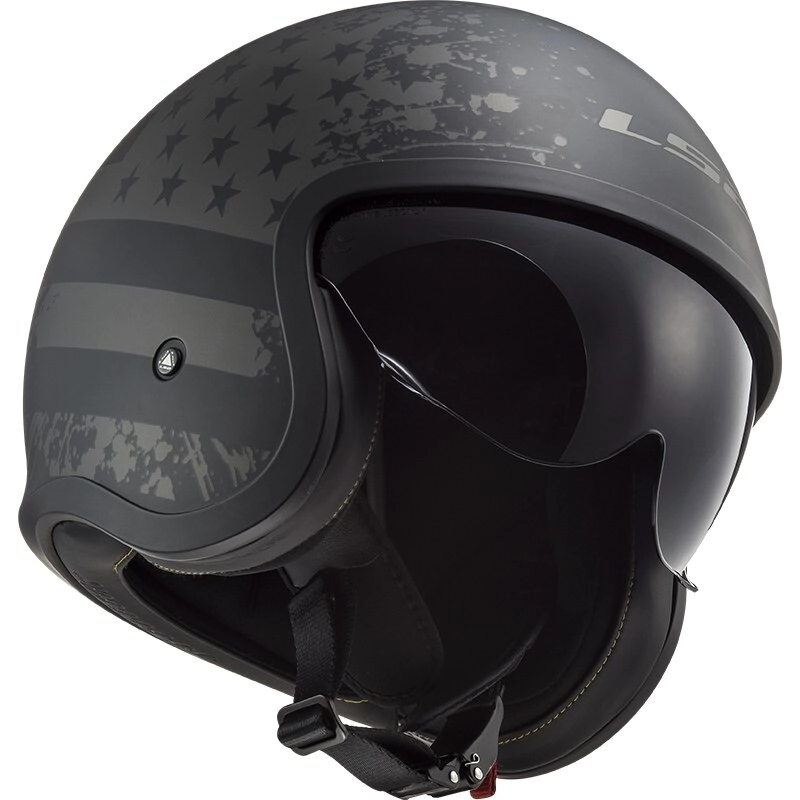 CASCO ABIERTO VISOR 599 BLACK FLAG BLACK TITAN TALLE M -LS2-