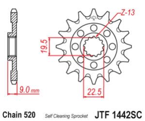 JT Sprockets Pi��n Moto 13 dientes autolimpiante Suzuki RMZ 250 13-16