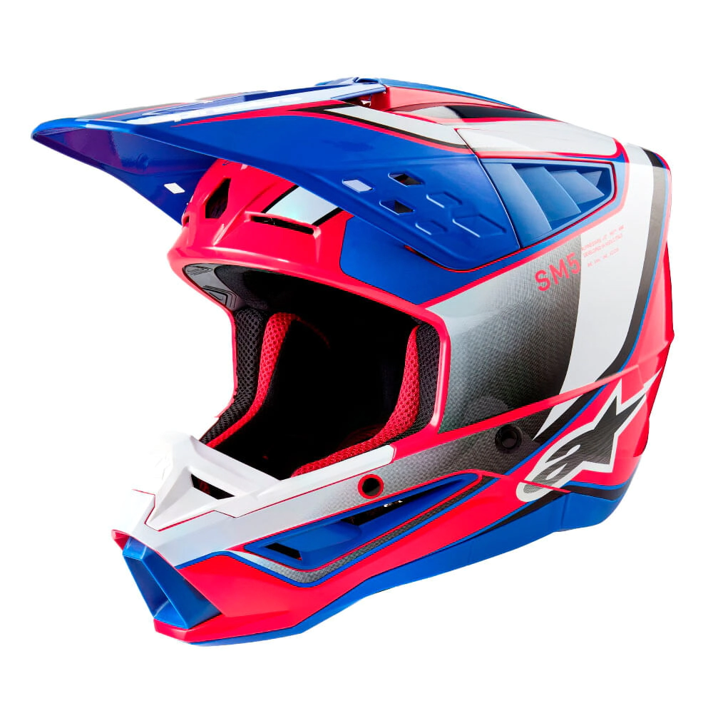 Casco Alpinestars Motocross S-M5 Sail ECE blanco azul rojo talle M