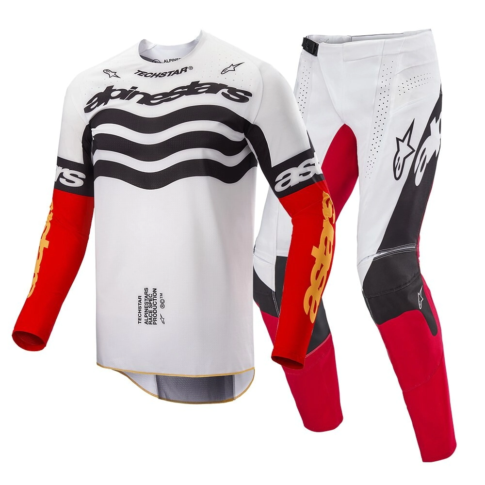 Conjunto Alpinestars Motocross Techstar Deep negro blanco rojo talle 32