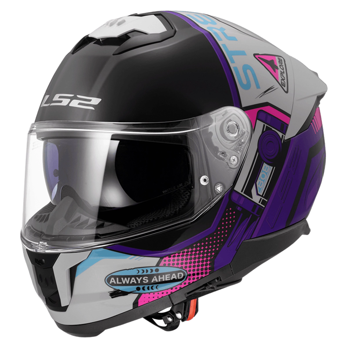 Casco LS2 808 Stream II Moon Walk Gris / Violeta