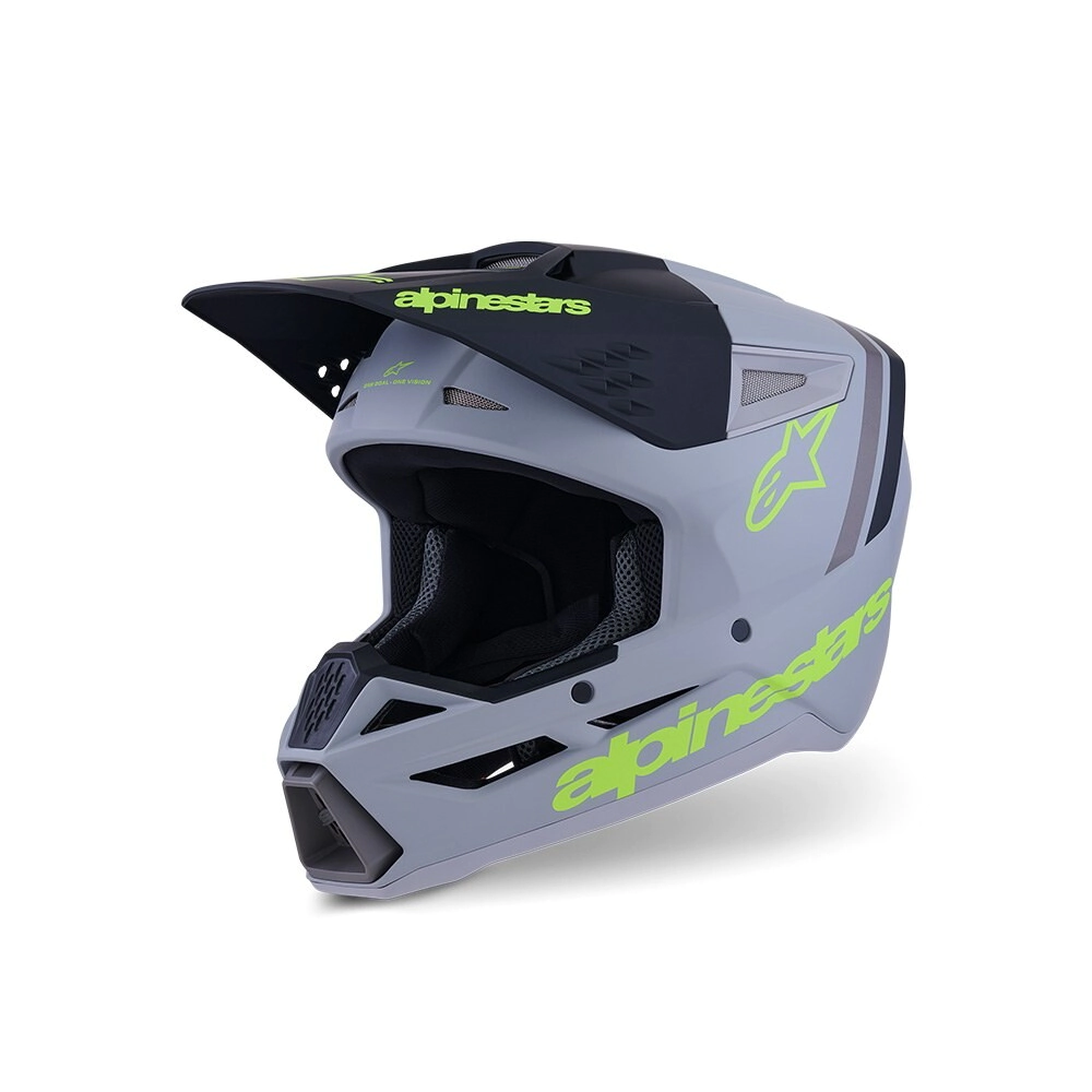 Casco Alpinestars Motocross S-M3 Radium gris negro amarillo talle M