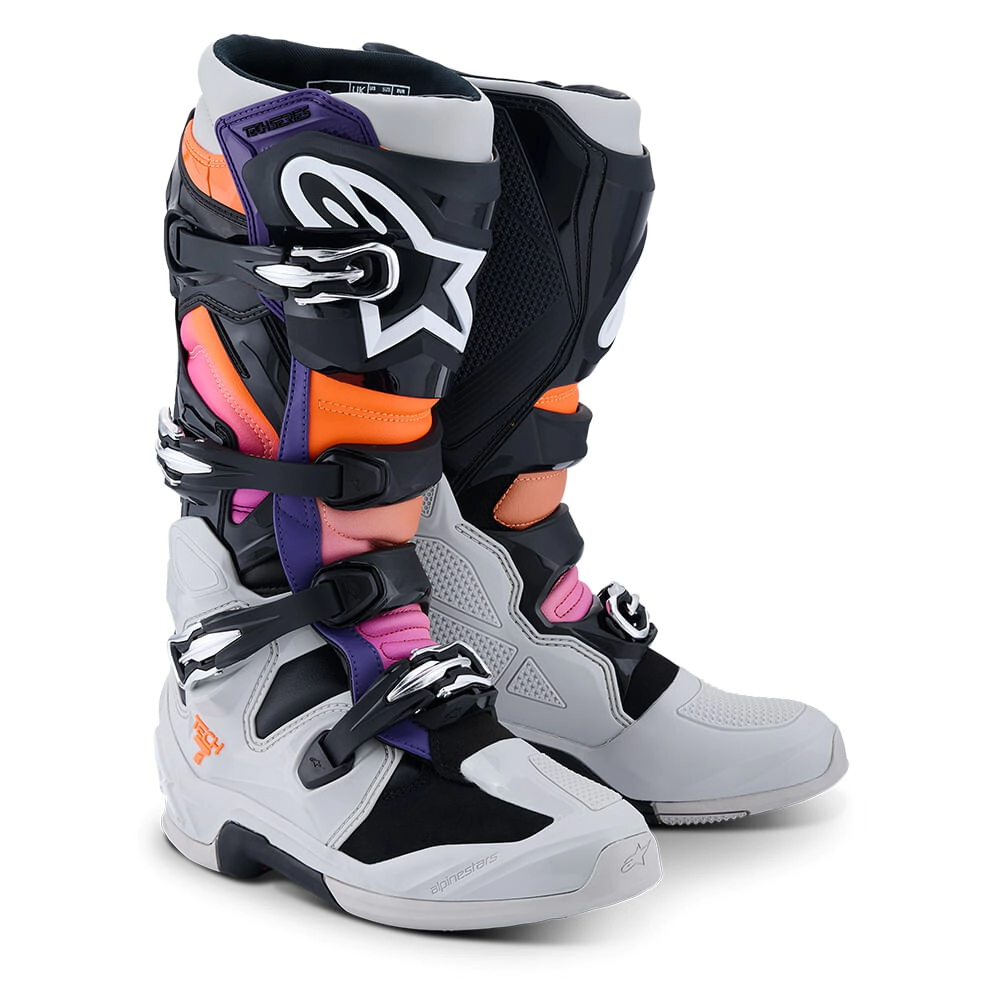 BOTAS CROSS TECH 7 GRIS NARANJA ROSA VIOLETA TALLE 45.5-11 -ALPINESTARS-