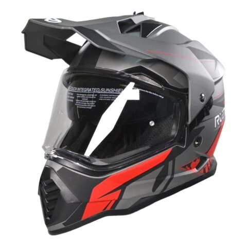 CASCO OFF ROAD MAXIM ROCK GRIS ROJO NEGRO TALLE XS -RUDER-