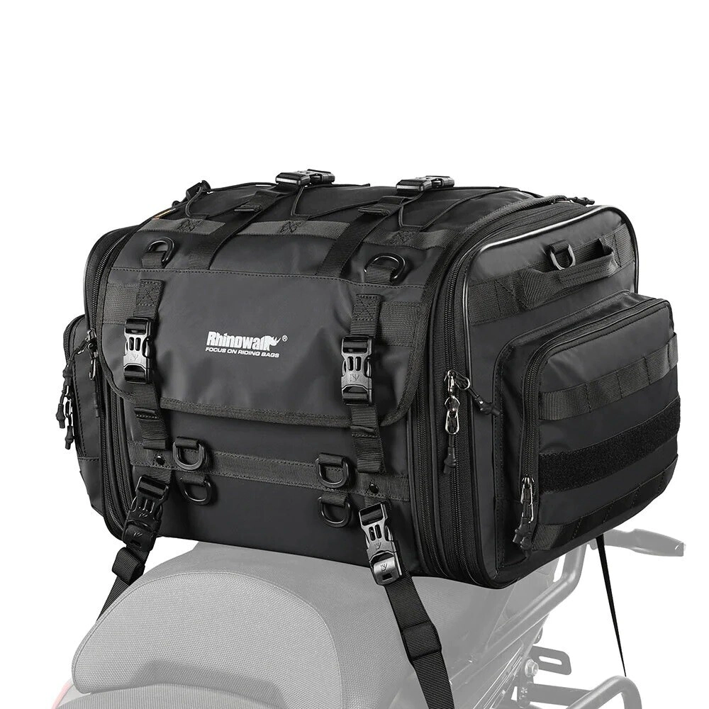 Rhinowalk Bolso trasero Moto impermeable 33L Expansible -45L negro