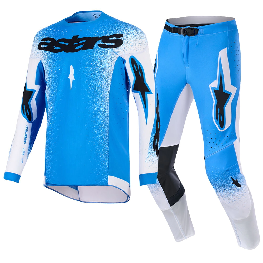 Conjunto Alpinestars Motocross Supertech Scenz negro blanco talle 36