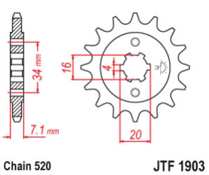 JT Sprockets Pi��n Moto JT1903.14 14 dientes KTM Duke 125/200 ABS/RC 11-19