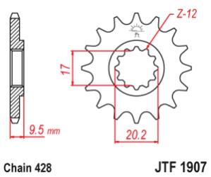 JT Sprockets Pi��n Moto 14 dientes KTM Husqvarna 85 105 04-17