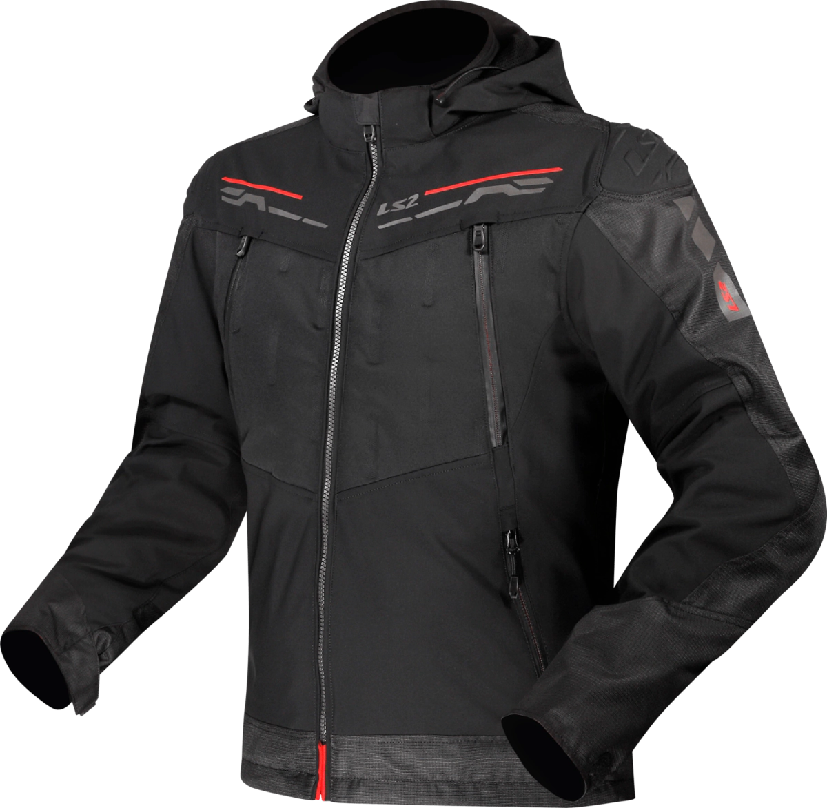 Campera Ls2 Zirconium Hombre Negro / Rojo