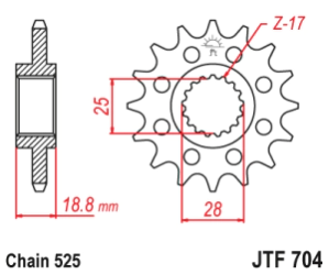 JT Sprockets Pi��n Moto JT704.17 17 dientes BMW F800 GS 08-16