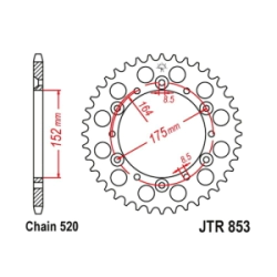 JT Sprockets Corona Moto 49 dientes Yamaha YZ125 WR250 YZ250 YZ400 hierro