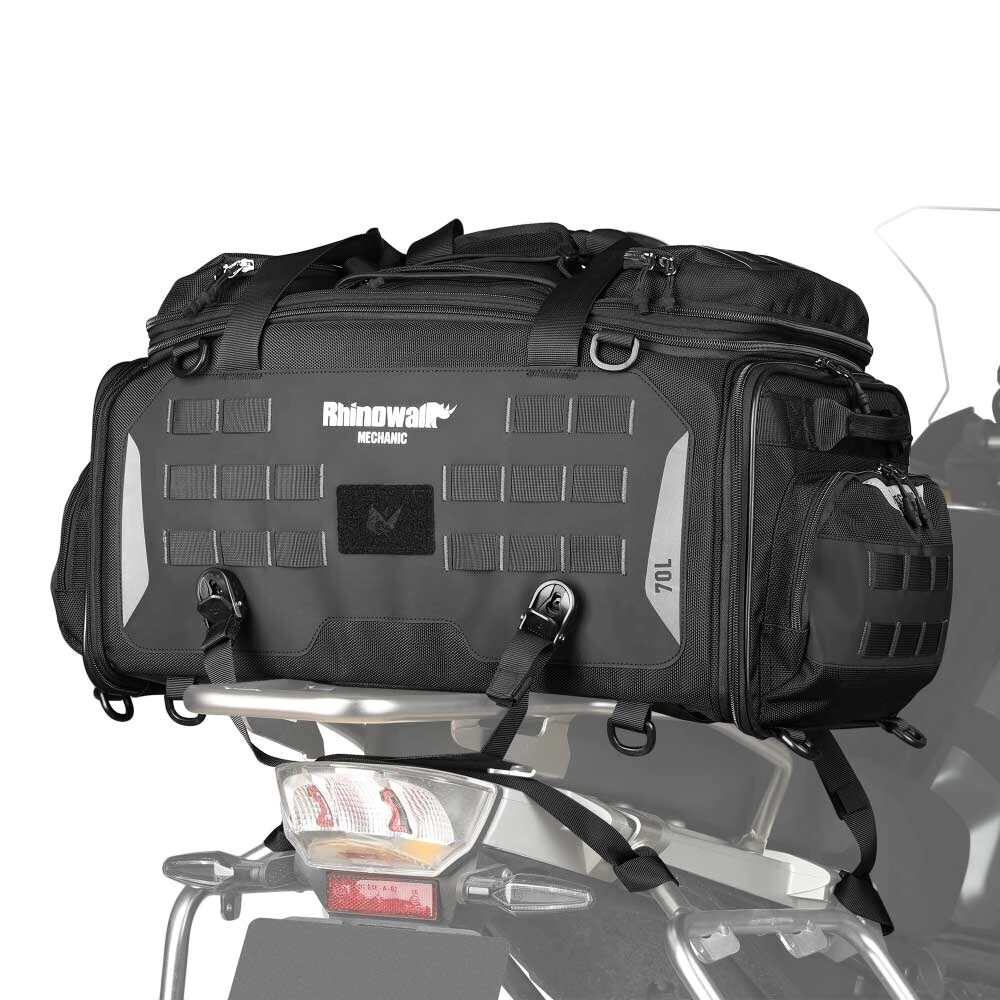 Rhinowalk Bolso trasero Moto impermeable 50L Rigido Expansible -70L negro