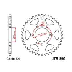JT Sprockets Corona Moto JT890.42 42 dientes acero KTM 200 250 Duke RC 14-20 negro