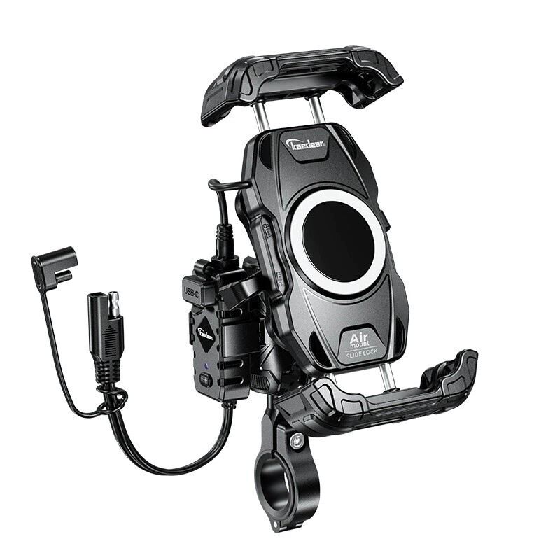 Kewig Soporte Celular Moto Fast Charge Antivibracion Carga Inalambrica + USB-C Antirrobo