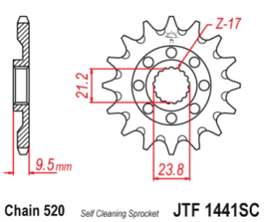 JT Sprockets Pi��n Moto 14 dientes autolimpiante Suzuki RMZ RM-Z450 13-17