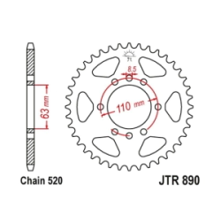 JT Sprockets Corona Moto JT890.45 45 dientes KTM Duke 390 negro