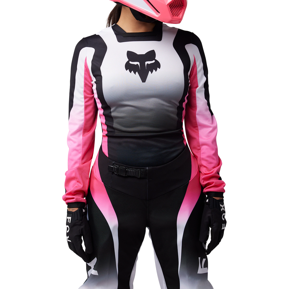EQUIPO CROSS WMNS 180 LEAN REMERA M PANTALON 10 NEGRO BLANCO ROSA -FOX-