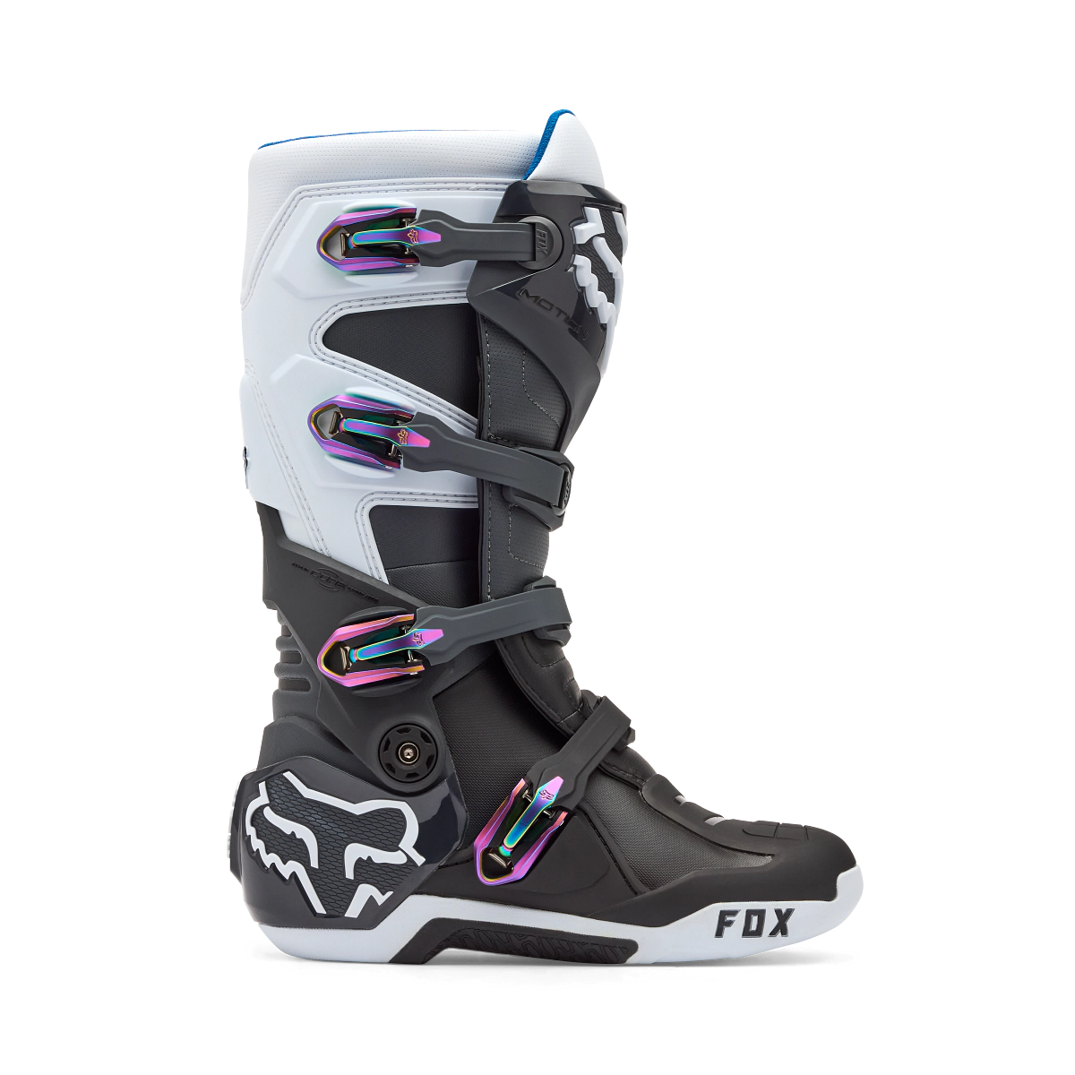 BOTA CROSS MOTION NEGRO GRIS BLANCO TALLE 10 -FOX-