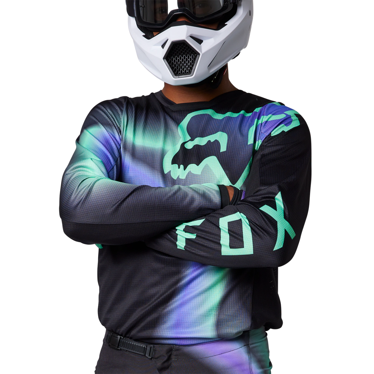 REMERA CROSS 180 TOXSYK VERDE VIOLETA TALLE L -FOX-