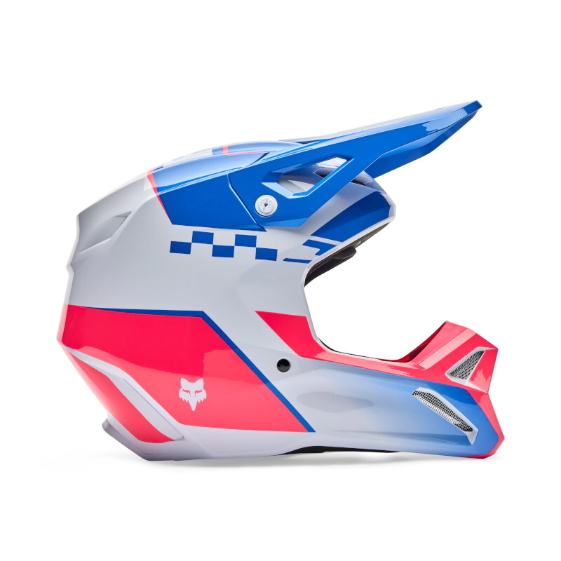 CASCO CROSS V1 COLLECT AZUL ROJO GRIS CLARO TALLE L -FOX-