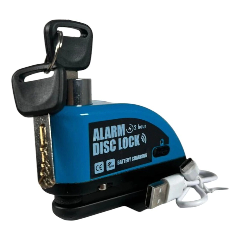 TRABA DISCO CON ALARMA USB AZUL -RUDER-