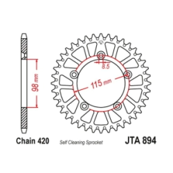 JT Sprockets Corona Moto JT894.48 aluminio 48 dientes KTM 65 TC65 SX65