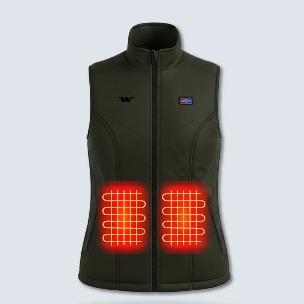 CHALECO CALEFACCIONADO DUAL PRO ANDORRA MUJER VERDE CON BATERIA TALLE M -WANDERWARM-