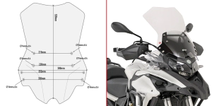 PARABRISAS BENELLI - TRK502 (17 - 18) TRANSPARENTE 52x38 CM(INCLUYE KIT ANCLAJE) -GIVI** OFERTA ** -
