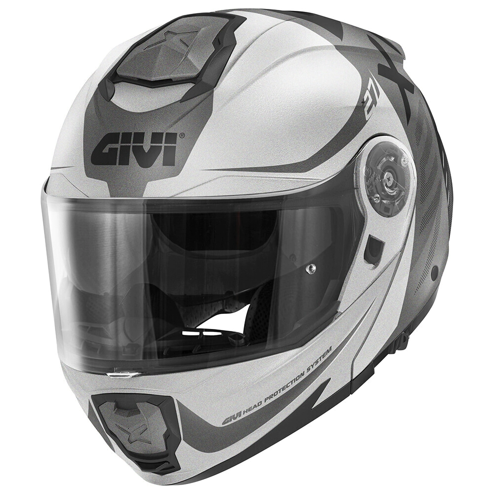 CASCO REBATIBLE X27 DIMENSION NEGRO MATE TITANIUM PLATA TALLE M 58 -GIVI-