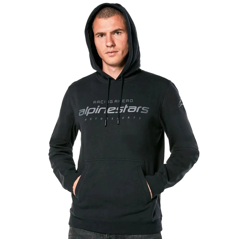 BUZO CASUAL CON CAPUCHA SET HOODIE NEGRO TALLE M -ALPINESTARS-