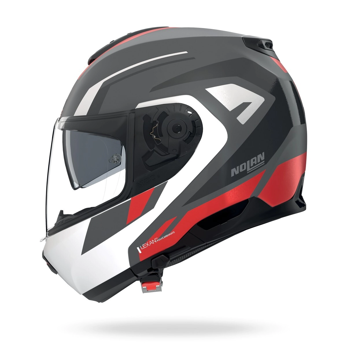 CASCO REBATIBLE N100-6 CINETICO 361 GRIS BLANCO ROJO TALLE M -NOLAN-