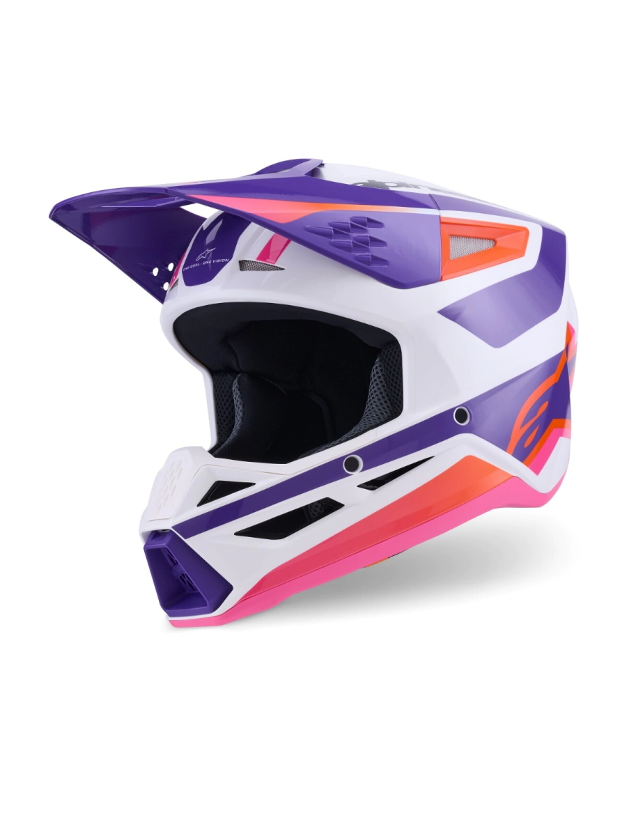 CASCO CROSS S-M3 HEAT HELMAT ECE BLANCO VIOLETA ROSA TALLE L -ALPINESTARS-