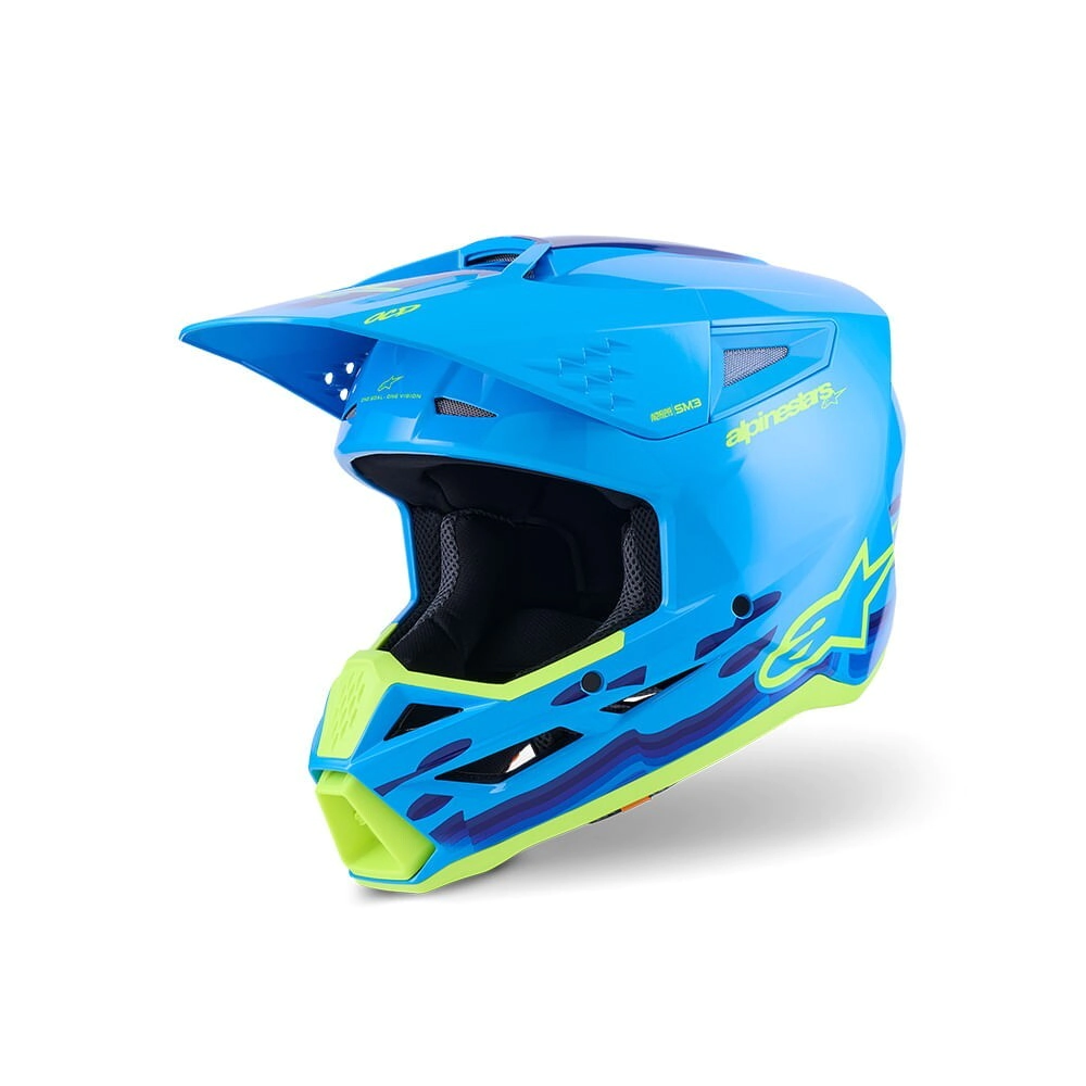 CASCO CROSS S-M3 FORCE HELMET ECE CYAN BRILLO TALLE M -ALPINESTARS-