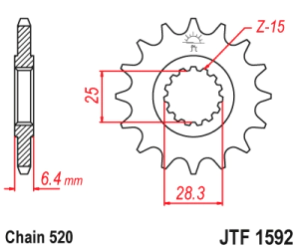 JT Sprockets Pi��n Moto JT1592.15 15 dientes Raptor 700 06-09 YFZ 450