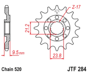 JT Sprockets Pi��n Moto JT284.14 14 dientes Honda TRX/CR/CRM