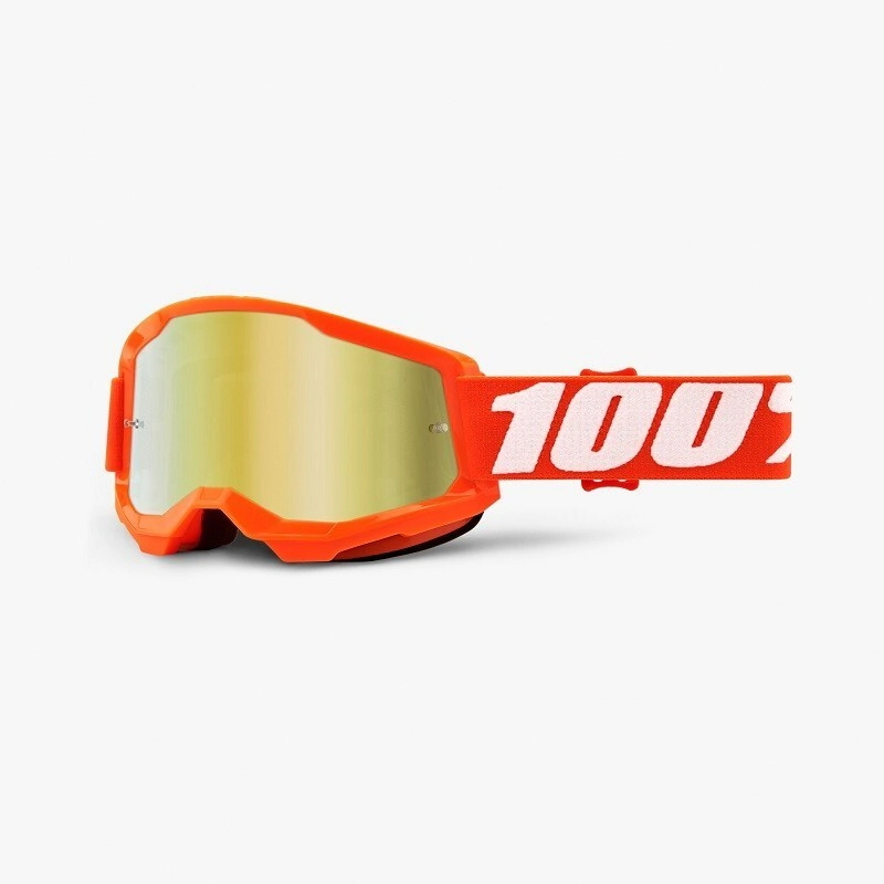 100% Antiparra Motocross Strata 2 naranja lente Mirror dorada