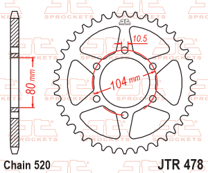 JT Sprockets Corona Moto JT478.46 acero 46 dientes (ver desc.)