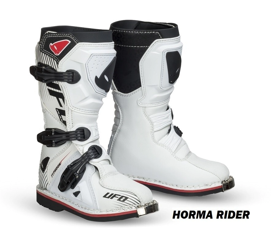 UFO Plast Botas Motocross Enduro ni�o Typhoon off-road blanco rojo talle 38