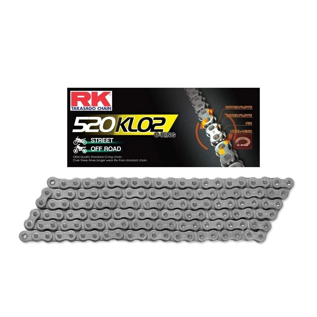 RK Cadena Moto Transmisi�n 520 x 118 KLO2 o-Ring uso off-road/sport
