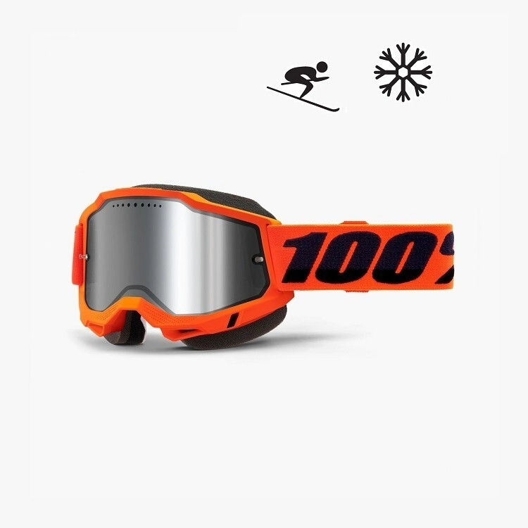 100% Antiparra Motocross Accuri 2 Snowmobile naranja ne�n lente Mirror plateada