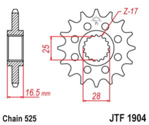JT Sprockets Pi��n Moto JT1904.17 17 dientes KTM 950-990 Adventure