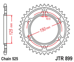 JT Sprockets Corona Moto JT899.42 42 dientes acero KTM ADV 990 Benelli 502X 2010-22 negro