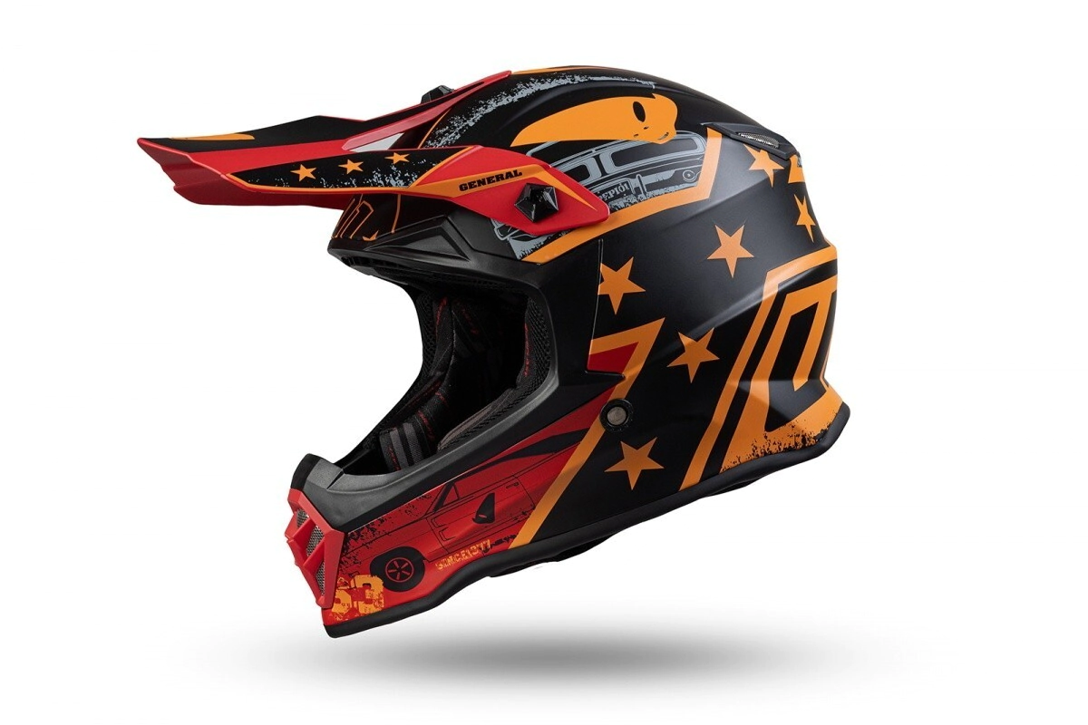 UFO Plast Casco Motocross Enduro General negro naranja talle M