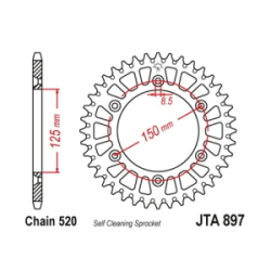 JT Sprockets Corona Moto 51 dientes aluminio KTM 125/250/300/360/620 negro
