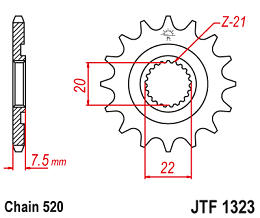 JT Sprockets Pi��n Moto JT1323.13 13 dientes Honda CR 125-CRF 250 R-X 04-16