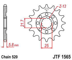 JT Sprockets Pi��n Moto JT1565.13 13 dientes Yamaha YZF /WR 4/426-450 98-13/YZ 25099-13