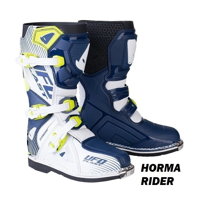UFO Plast Botas Motocross Enduro ni�o Typhoon off-road blanco azul talle 37