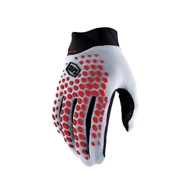 100% Guantes Motocross Geomatic gris Racer rojo talle M